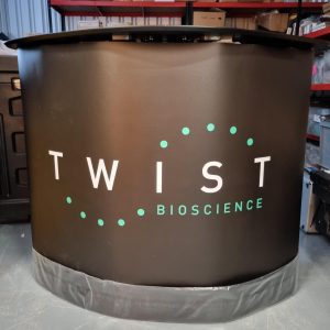 Booth Case Conversion Podium: includes Top, Shelves, Graphic and Skirt