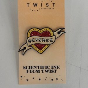 'Science' heart pin